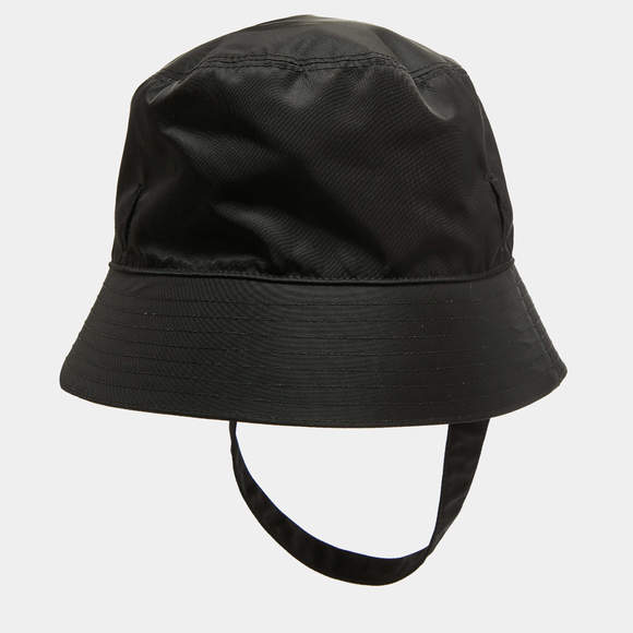 Prada Black Re-Nylon Triangle Logo Detail String Bucket Hat XL - Picture 4 of 8